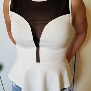 white top with black sheer